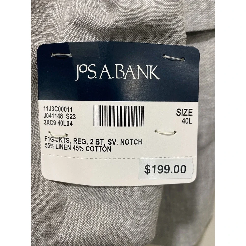 Jos. A. Bank Slim Fit Separates Linen Cotton Coat Blazer 40L Beige Double Vented